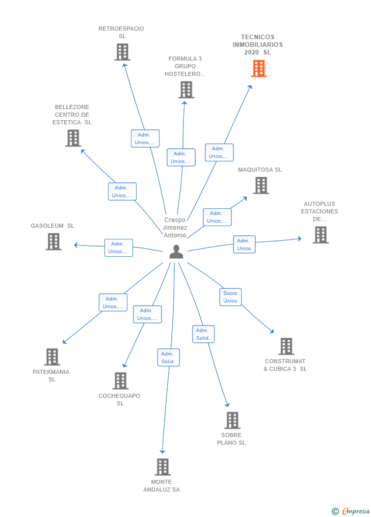 Vinculaciones societarias de TECNICOS INMOBILIARIOS 2020 SL