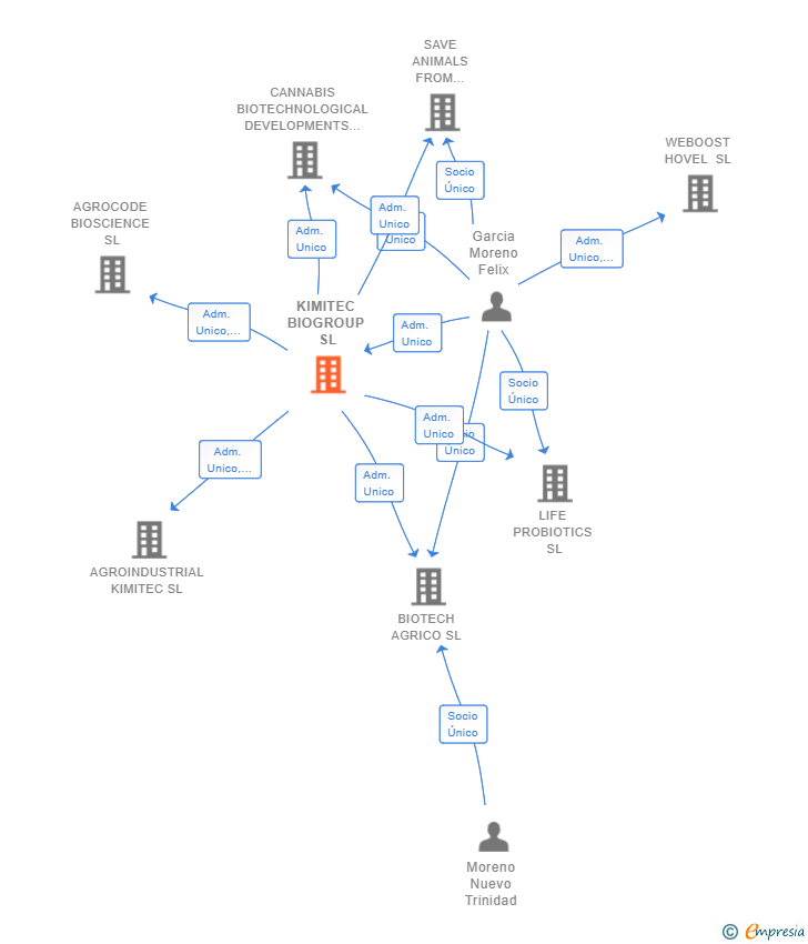 Vinculaciones societarias de KIMITEC BIOGROUP SL