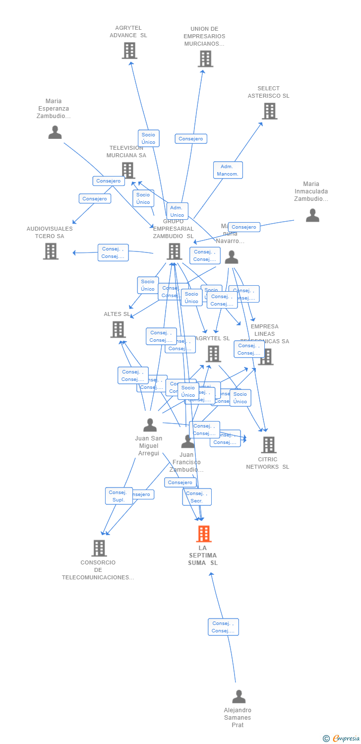 Vinculaciones societarias de LA SEPTIMA SUMA SL