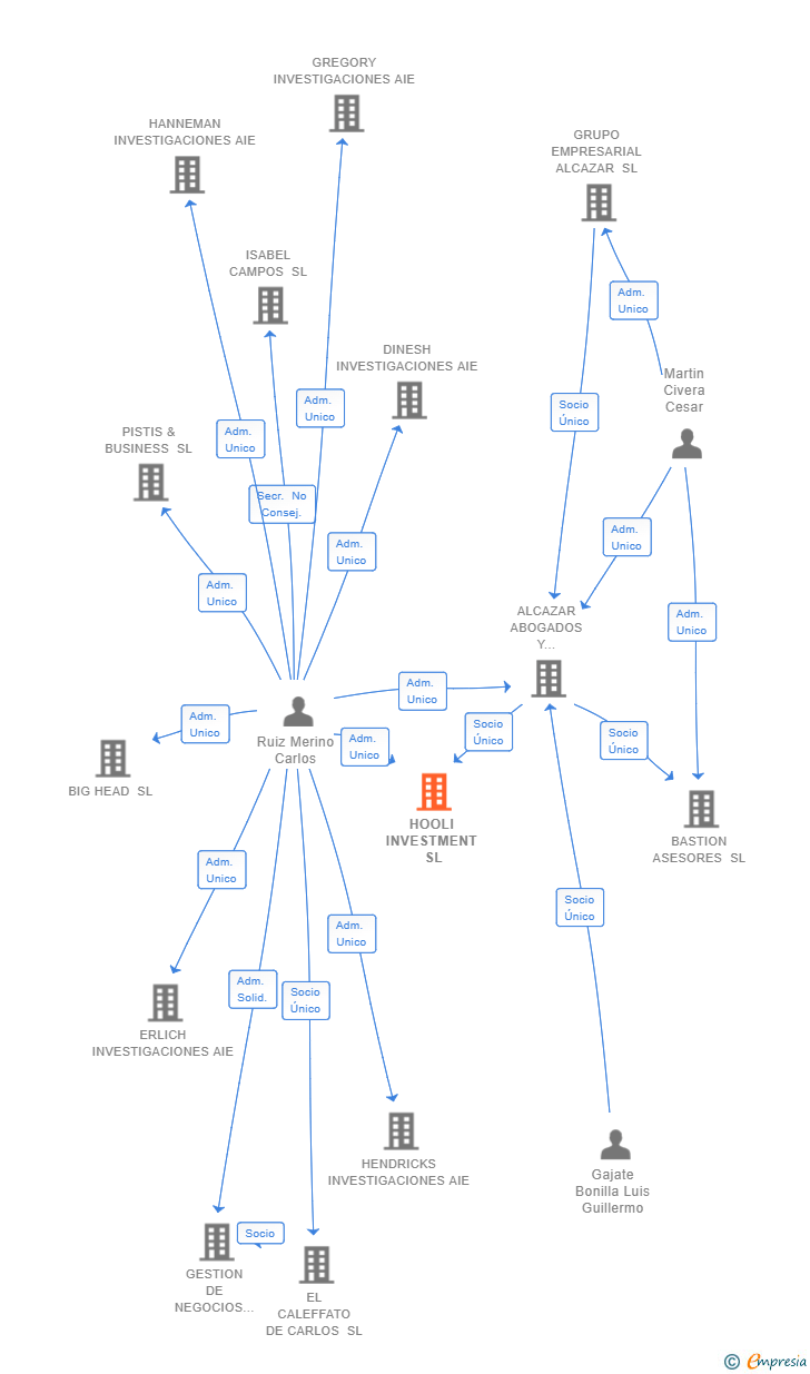 Vinculaciones societarias de HOOLI INVESTMENT SL