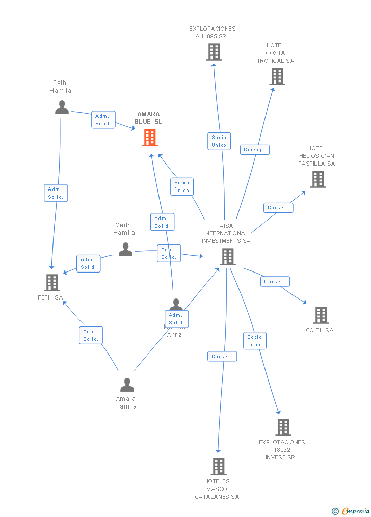 Vinculaciones societarias de AMARA BLUE SL