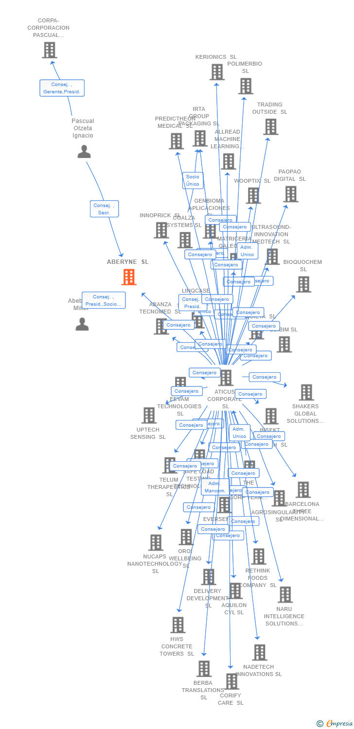 Vinculaciones societarias de ABERYNE SL