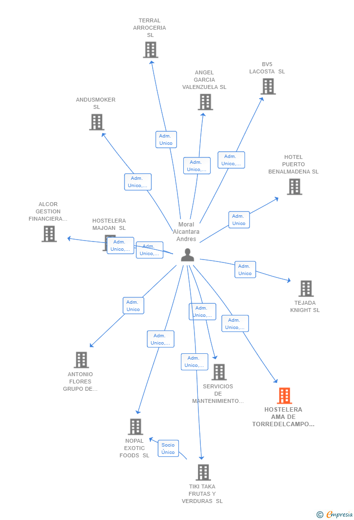 Vinculaciones societarias de HOSTELERA AMA DE TORREDELCAMPO SL