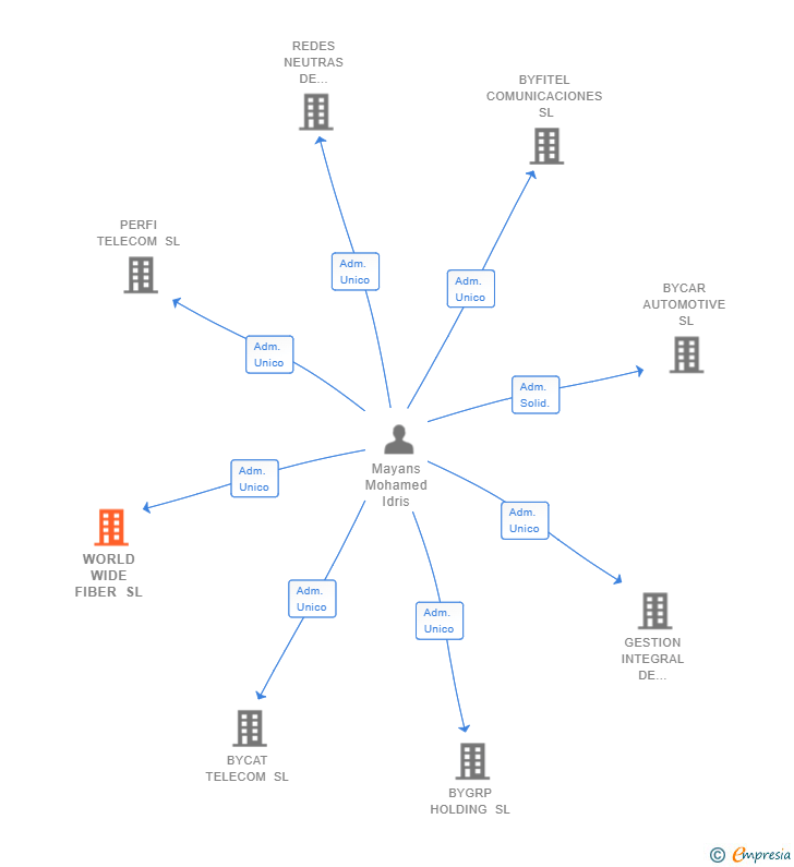 Vinculaciones societarias de WORLD WIDE FIBER SL