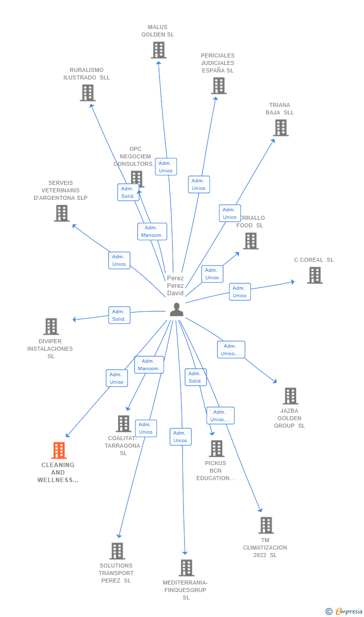 Vinculaciones societarias de CLEANING AND WELLNESS SL