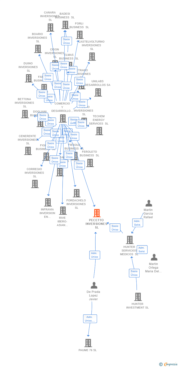 Vinculaciones societarias de PECETTO INVERSIONES SL