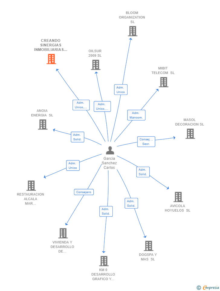 Vinculaciones societarias de CREANDO SINERGIAS INMOBILIARIAS SL