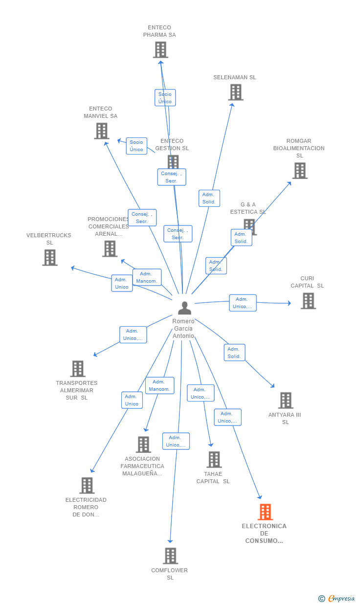 Vinculaciones societarias de ELECTRONICA DE CONSUMO LA SERENA SL