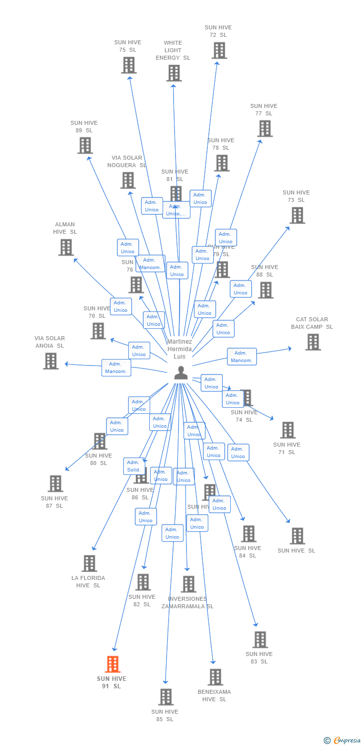 Vinculaciones societarias de SUN HIVE 91 SL (EXTINGUIDA)
