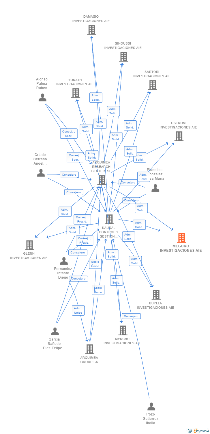 Vinculaciones societarias de MEGURO INVESTIGACIONES AIE