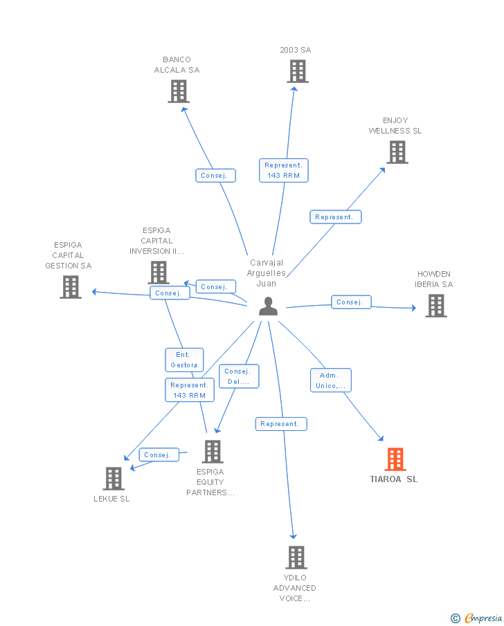 Vinculaciones societarias de TIAROA SL