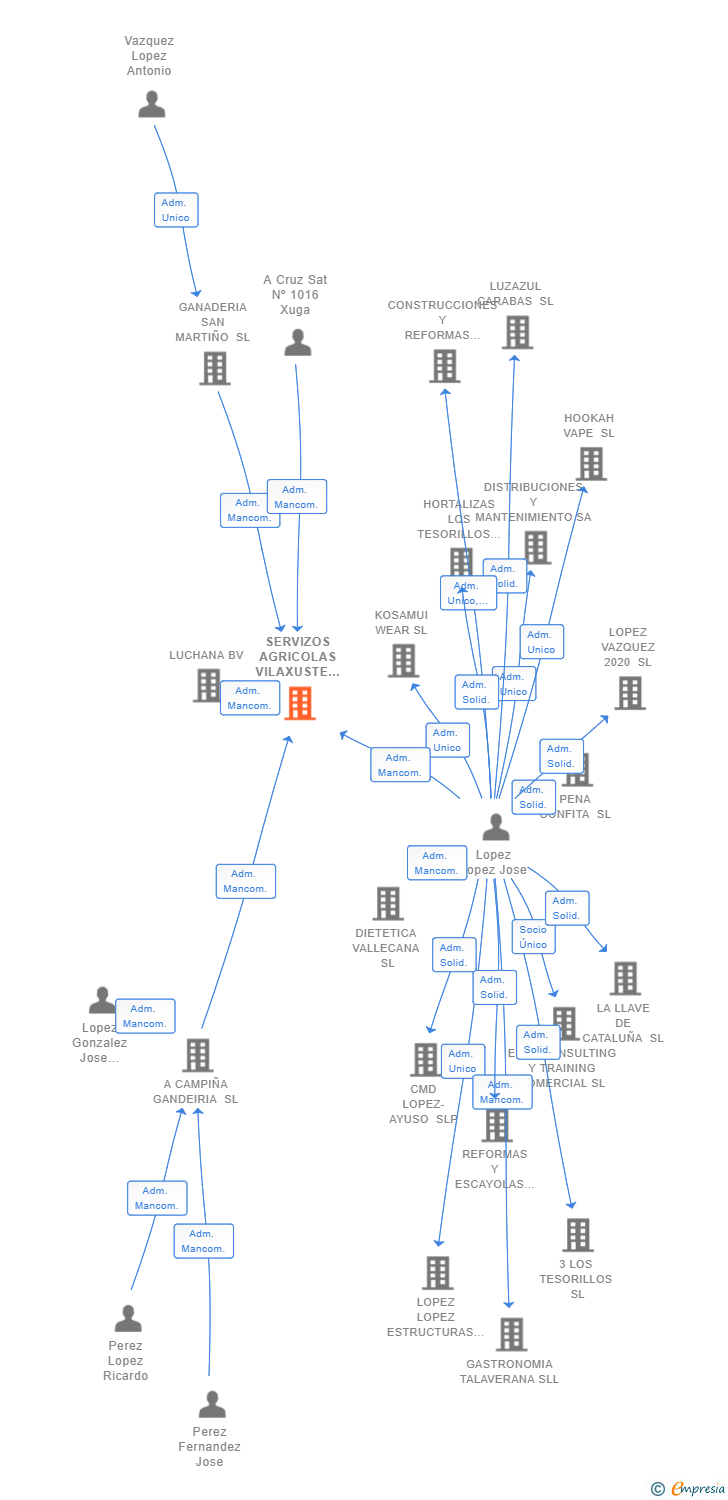 Vinculaciones societarias de SERVIZOS AGRICOLAS VILAXUSTE SL