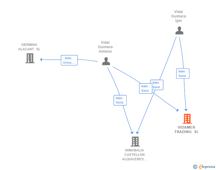 Vinculaciones societarias de VIDAMER TRADING SL