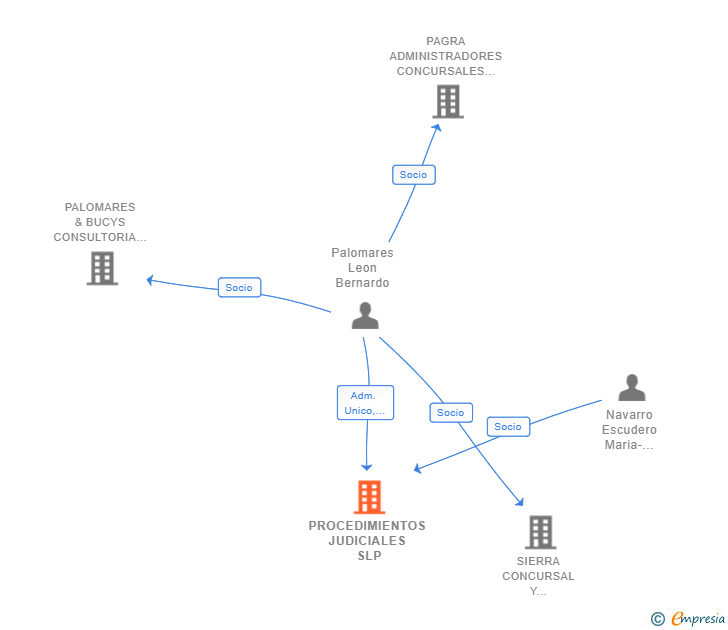 Vinculaciones societarias de PROCEDIMIENTOS JUDICIALES SL