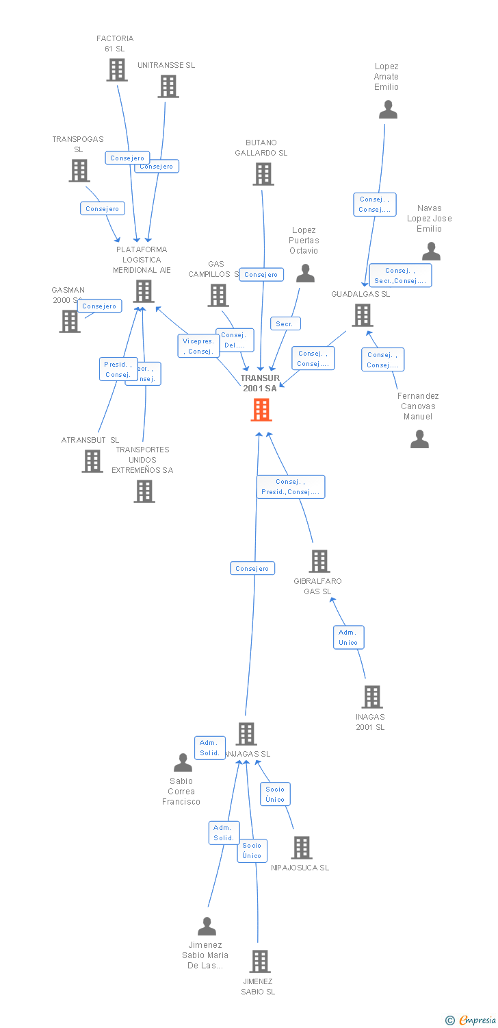Vinculaciones societarias de TRANSUR 2001 SA
