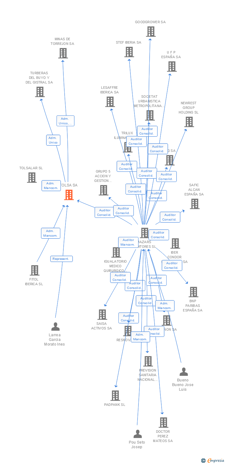 Vinculaciones societarias de TOLSA SA