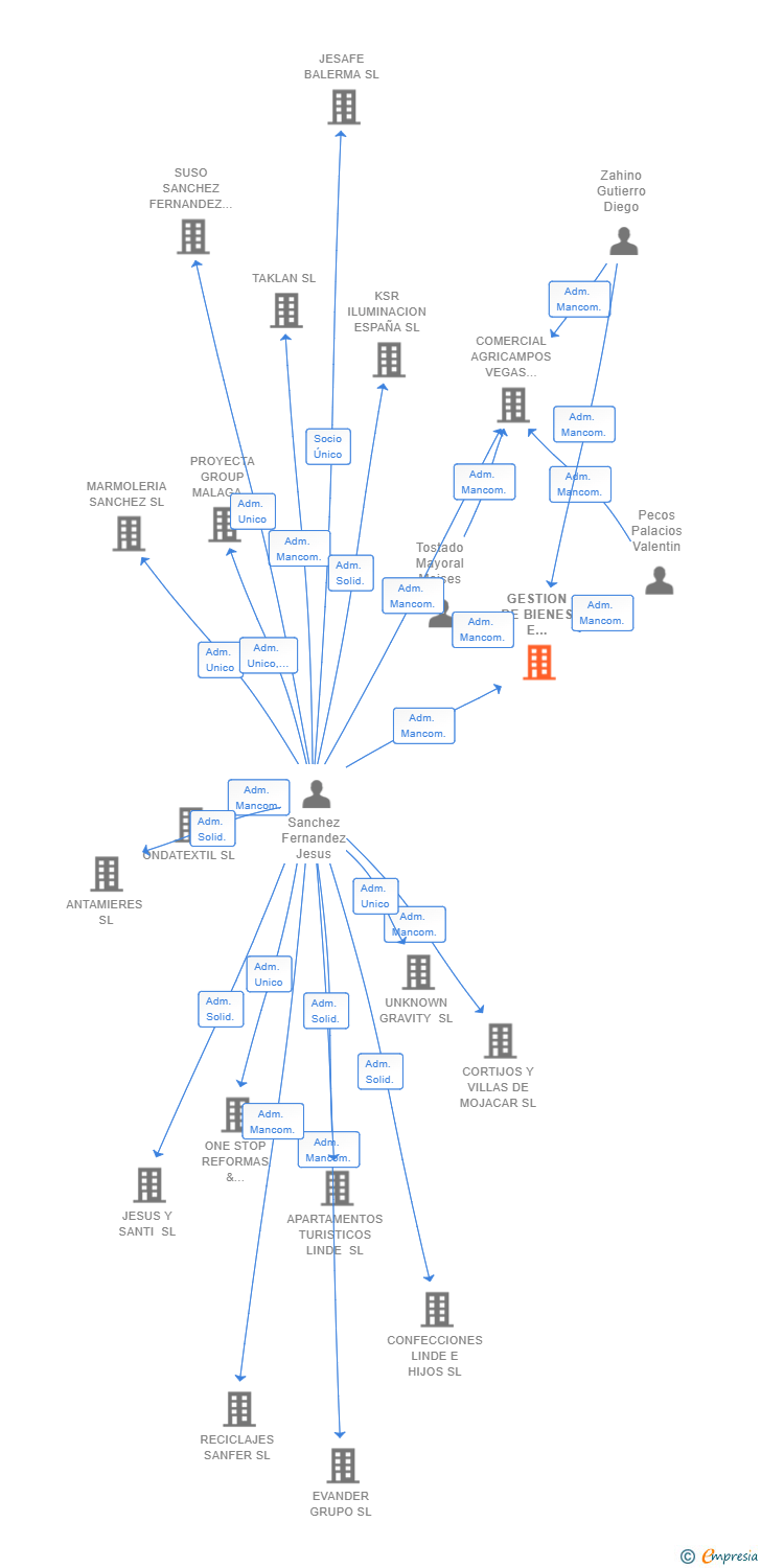 Vinculaciones societarias de GESTION DE BIENES E INMUEBLES DOMISAN SL