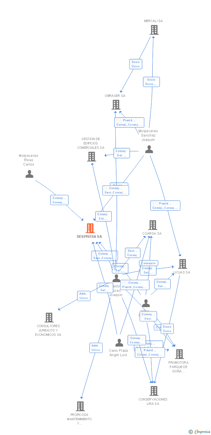 Vinculaciones societarias de DESPROSA SA