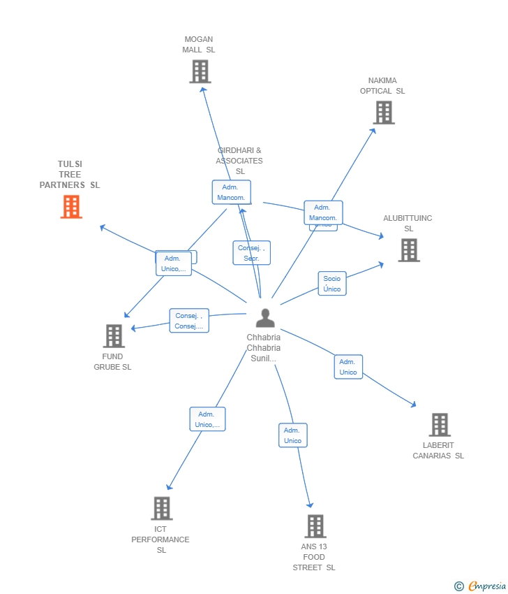 Vinculaciones societarias de TULSI TREE PARTNERS SL