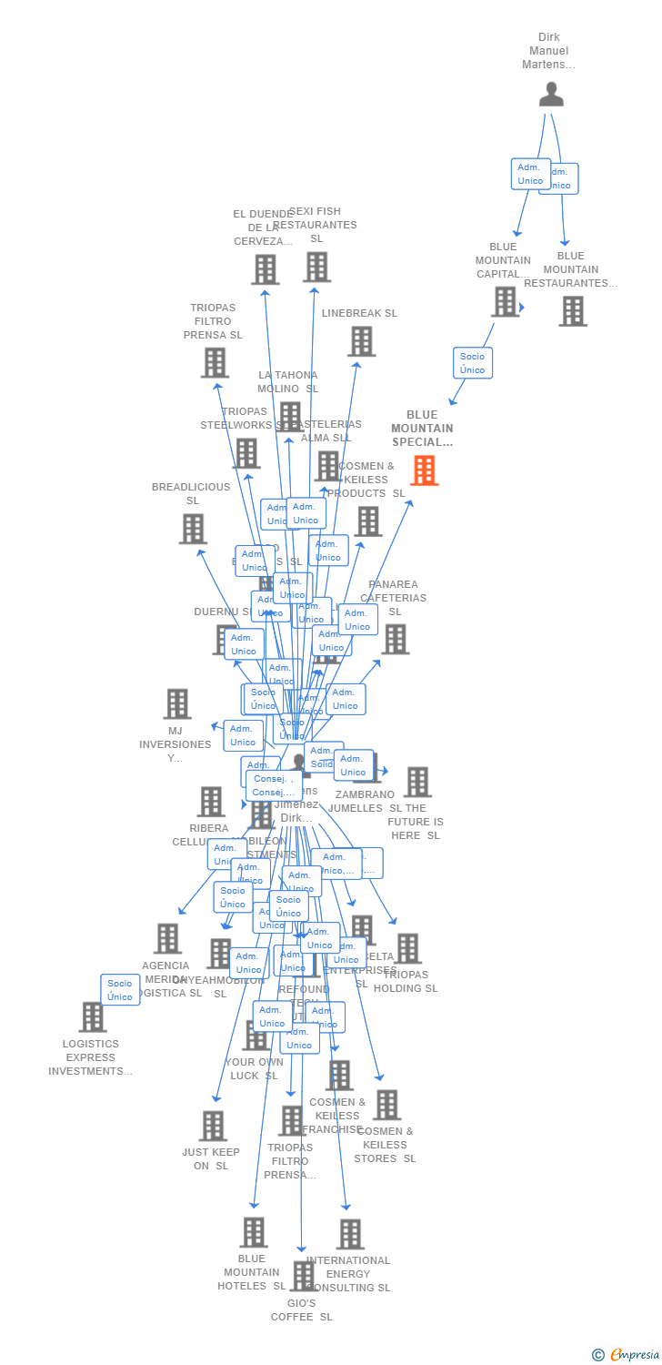 Vinculaciones societarias de BLUE MOUNTAIN SPECIAL SITUATIONS INVESTMENTS SL