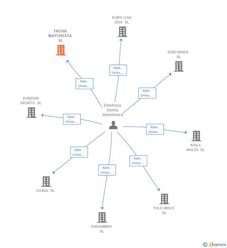 Vinculaciones societarias de TROVA MAYORISTA SL