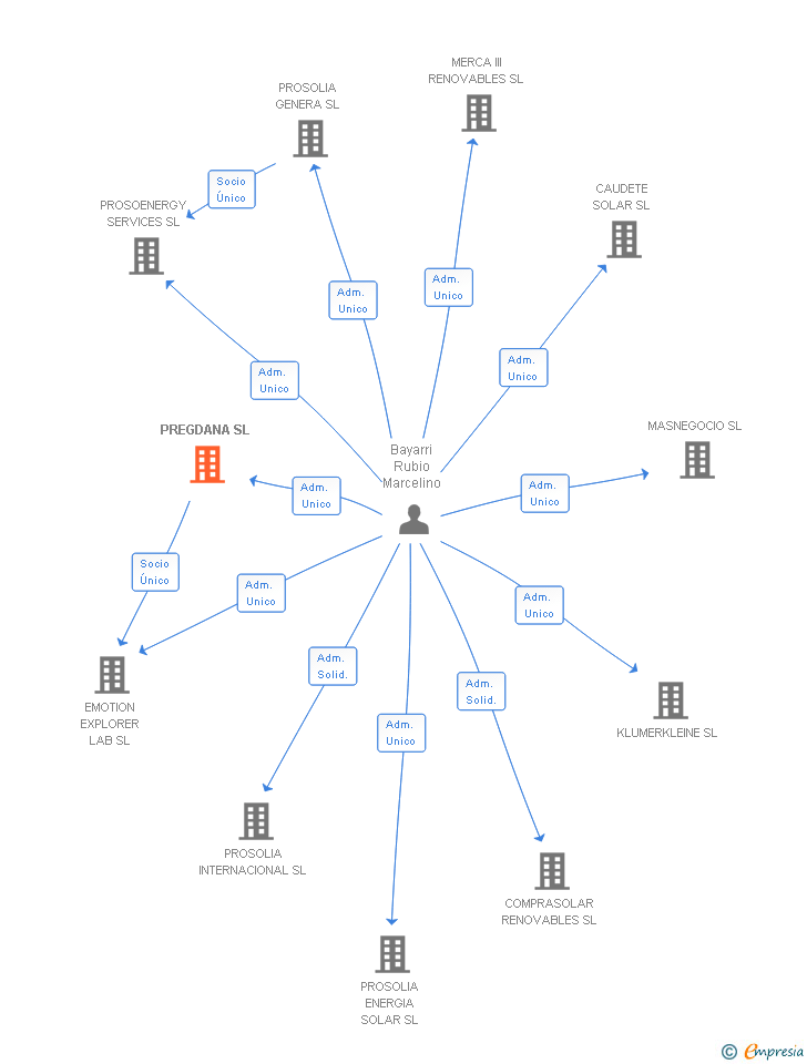 Vinculaciones societarias de PREGDANA SL (EXTINGUIDA)