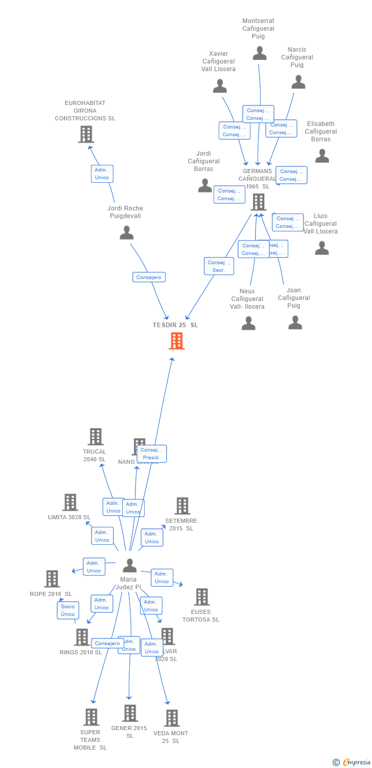 Vinculaciones societarias de TESDIR 25 SL