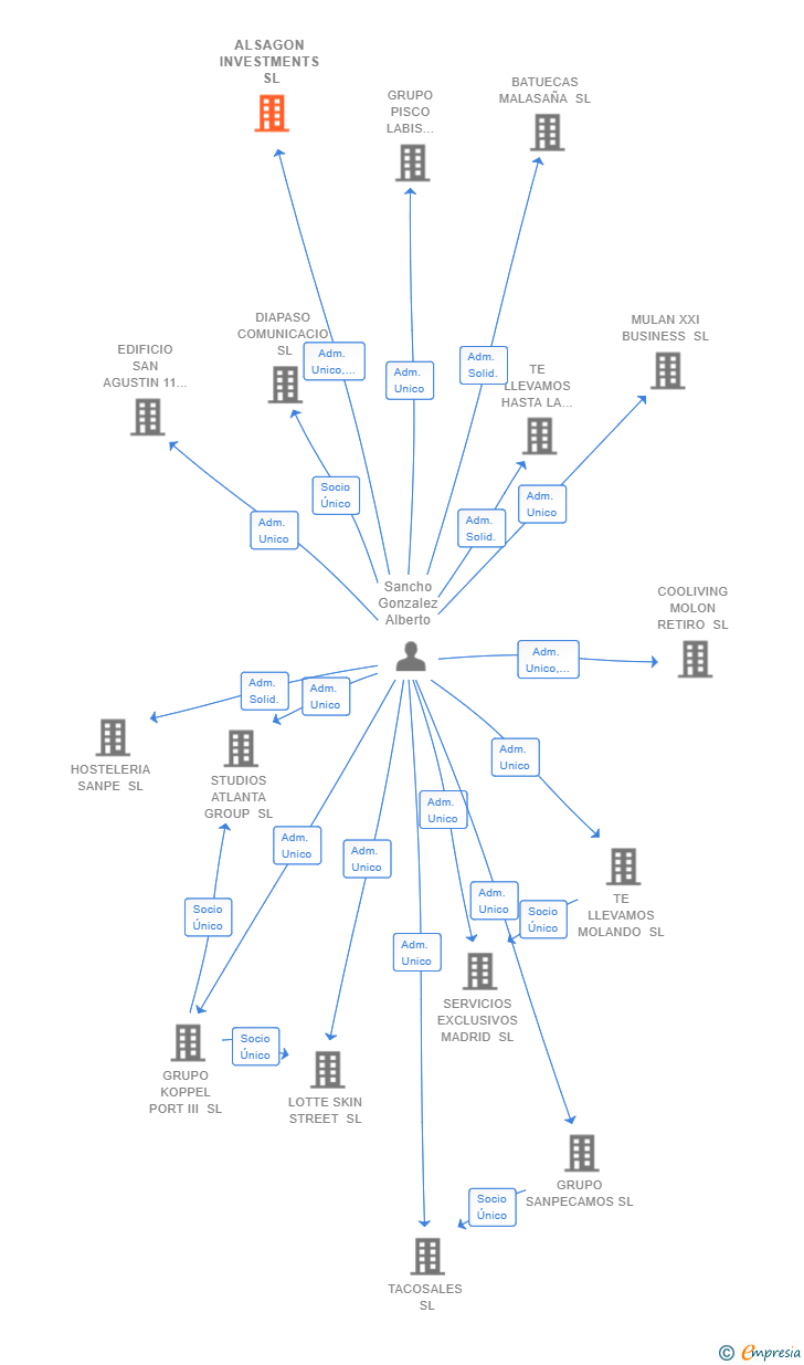Vinculaciones societarias de ALSAGON INVESTMENTS SL