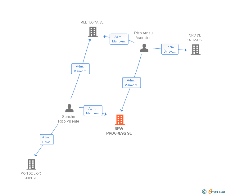 Vinculaciones societarias de NEW PROGRESS SL