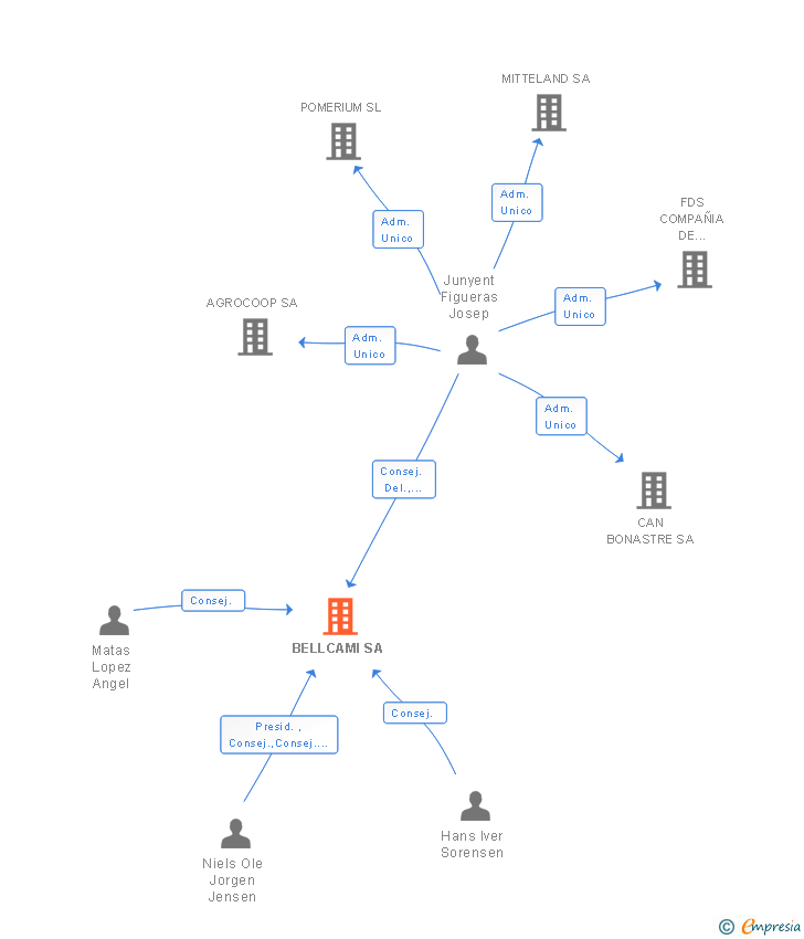 Vinculaciones societarias de BELLCAMI SA