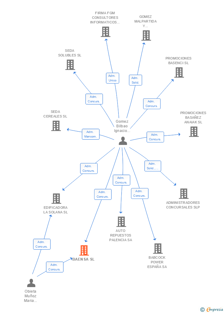 Vinculaciones societarias de BAENSA SL