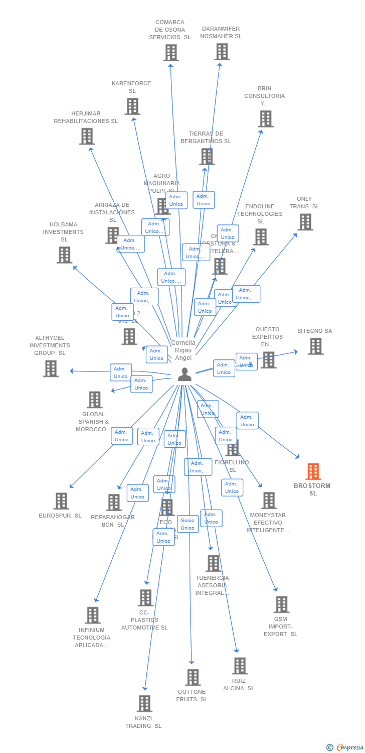 Vinculaciones societarias de BROSTORM SL