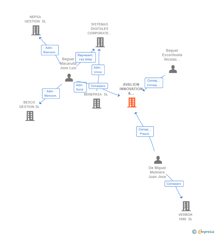 Vinculaciones societarias de AVALION INNOVATION & TRANSFORMATION SERVICES SL (EXTINGUIDA)