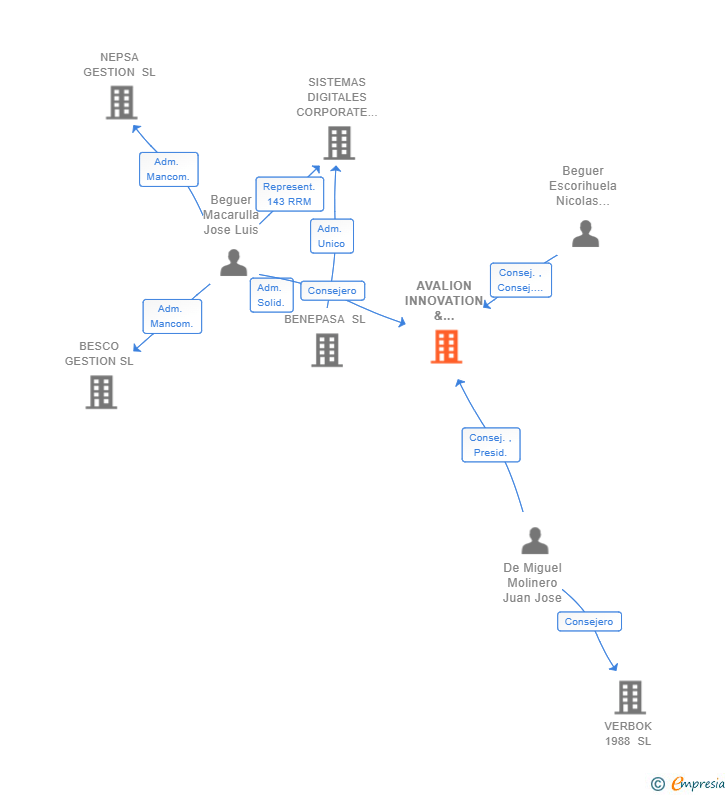Vinculaciones societarias de AVALION INNOVATION & TRANSFORMATION SERVICES SL