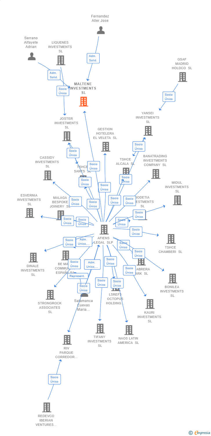 Vinculaciones societarias de MALTENE INVESTMENTS SL