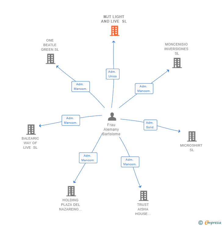 Vinculaciones societarias de MJT LIGHT AND LIVE SL