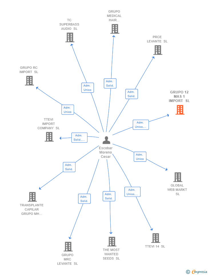 Vinculaciones societarias de GRUPO 12 MAS 1 IMPORT SL