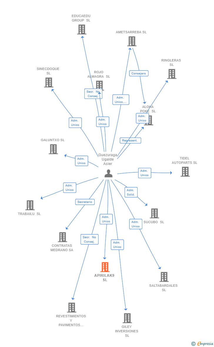 Vinculaciones societarias de APIRILAK9 SL