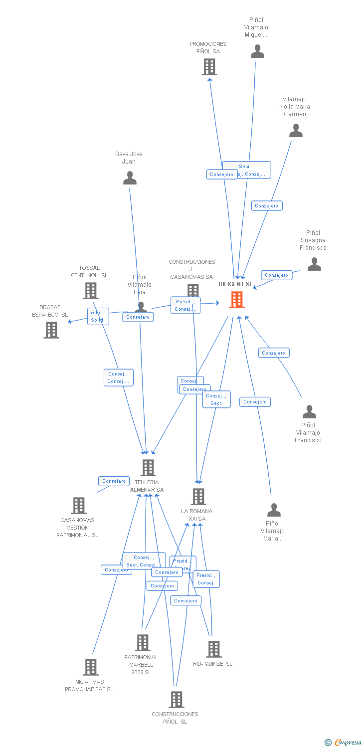 Vinculaciones societarias de DILIGENT SL