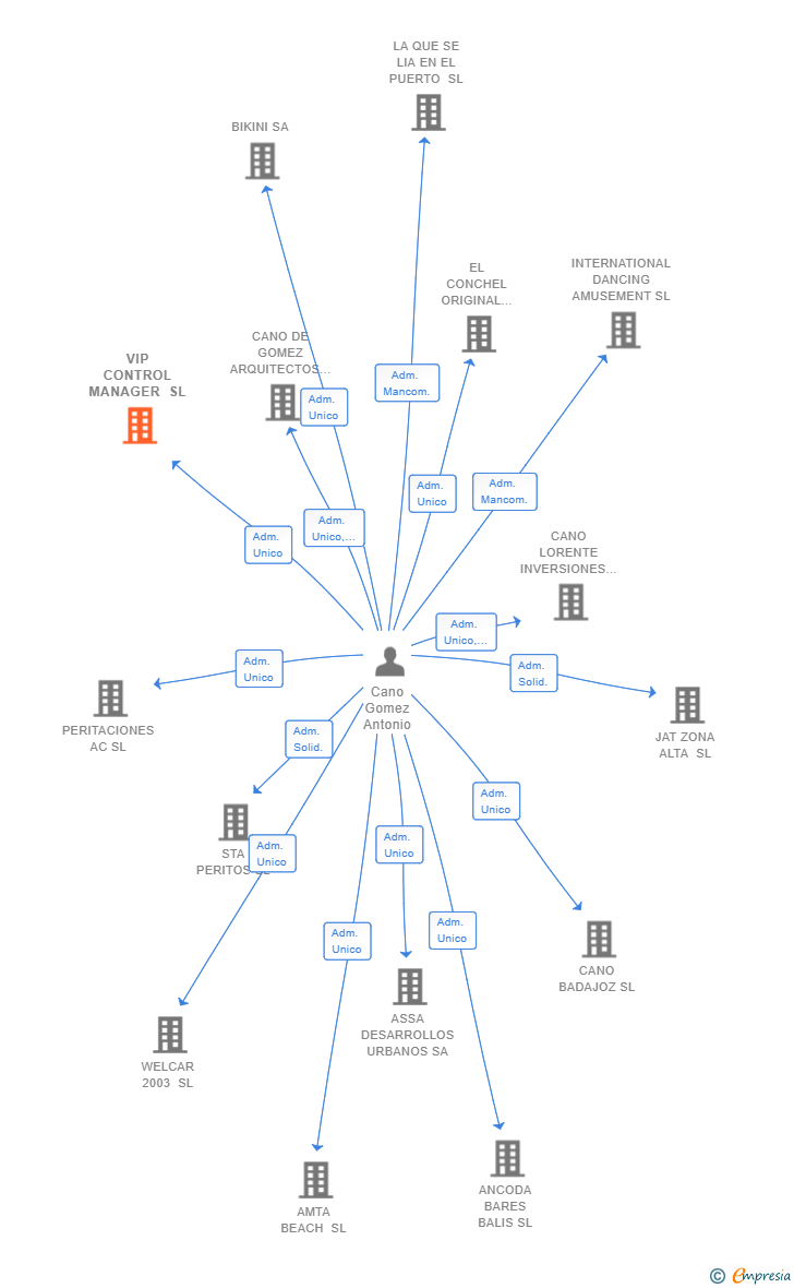 Vinculaciones societarias de VIP CONTROL MANAGER SL