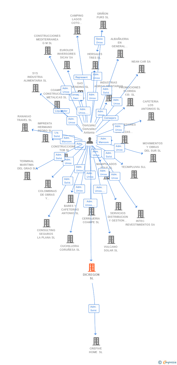 Vinculaciones societarias de DICREGON SL