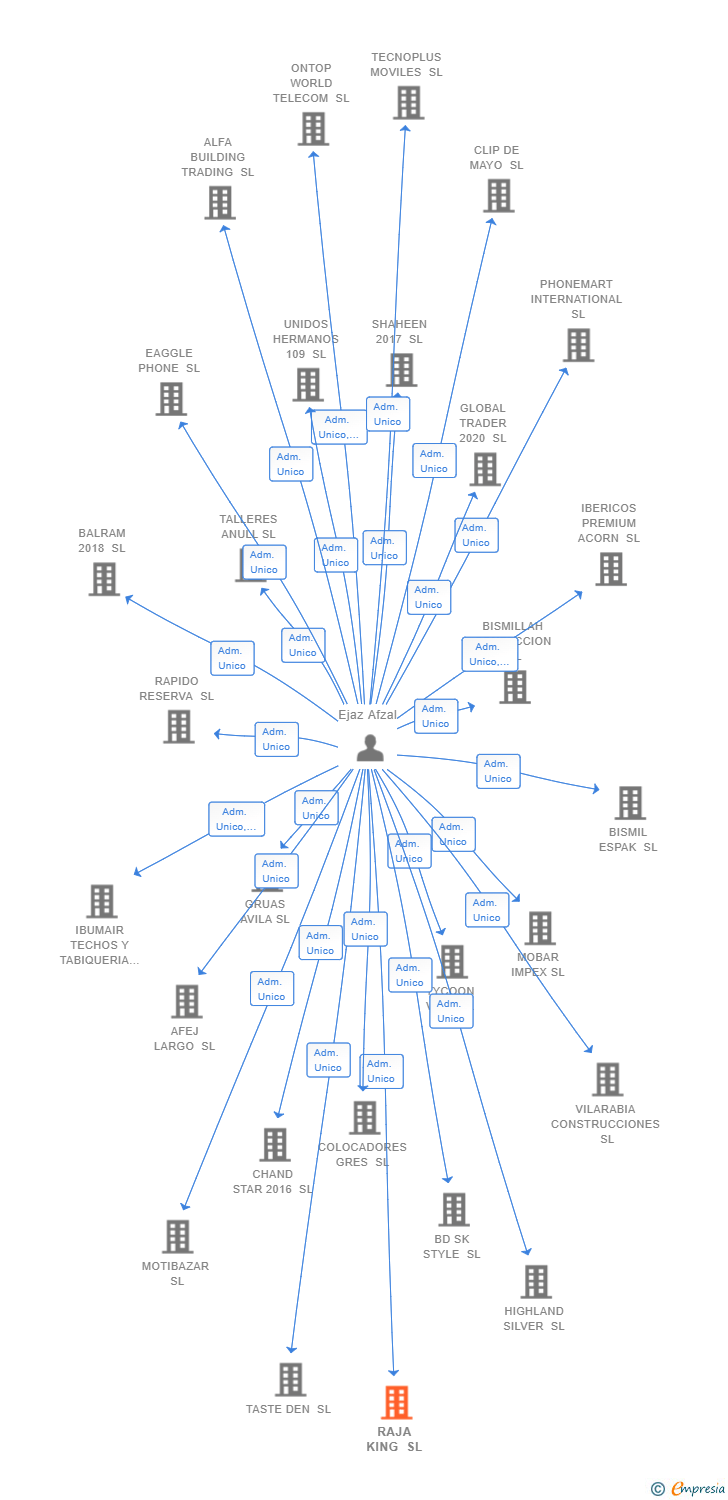 Vinculaciones societarias de RAJA KING SL