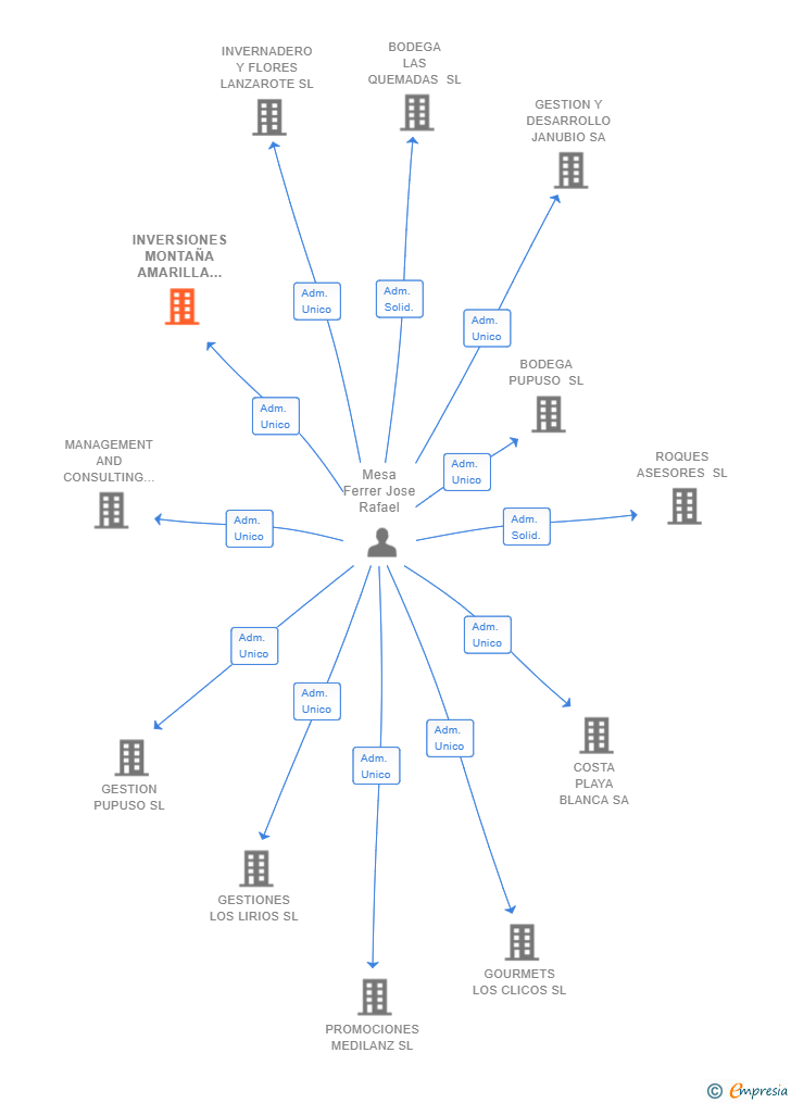 Vinculaciones societarias de INVERSIONES MONTAÑA AMARILLA SL