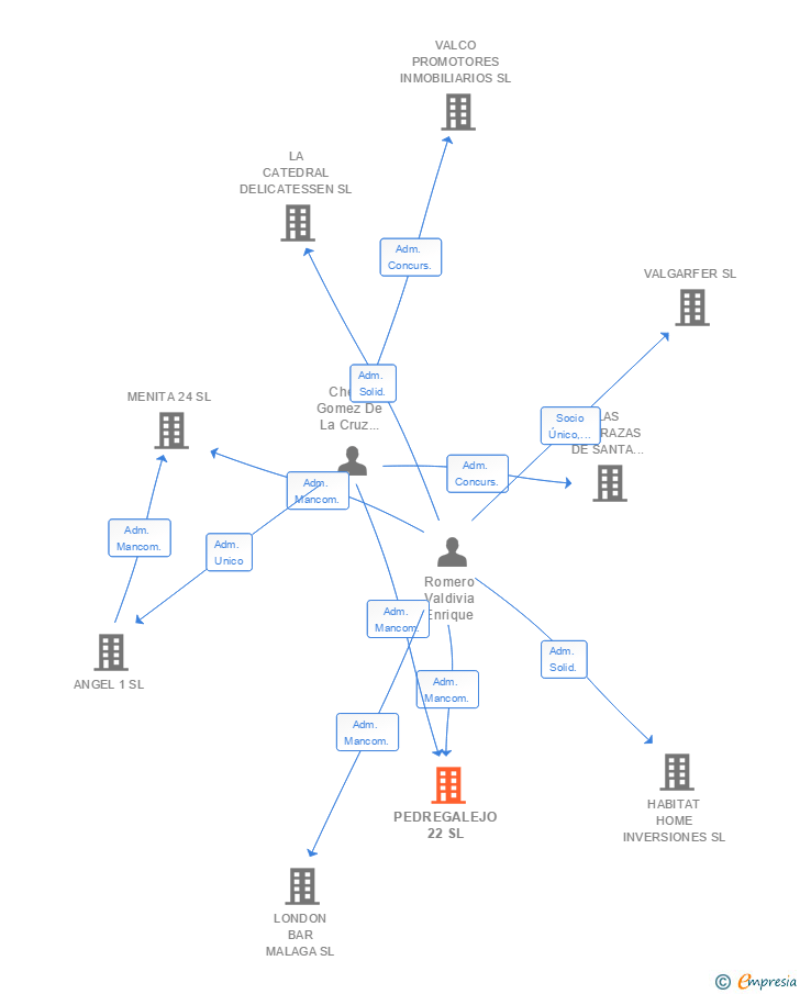 Vinculaciones societarias de PEDREGALEJO 22 SL