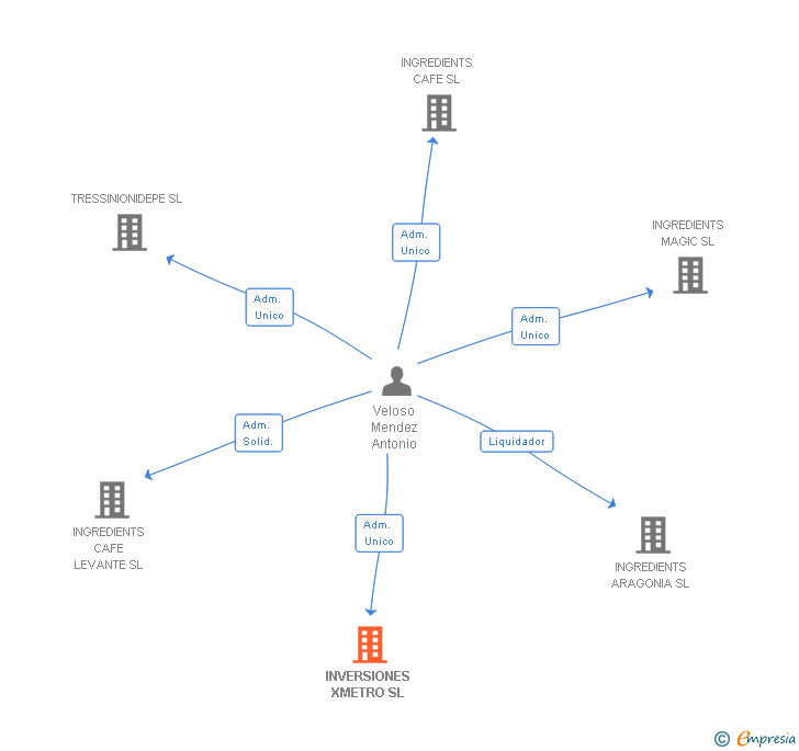 Vinculaciones societarias de INVERSIONES XMETRO SL