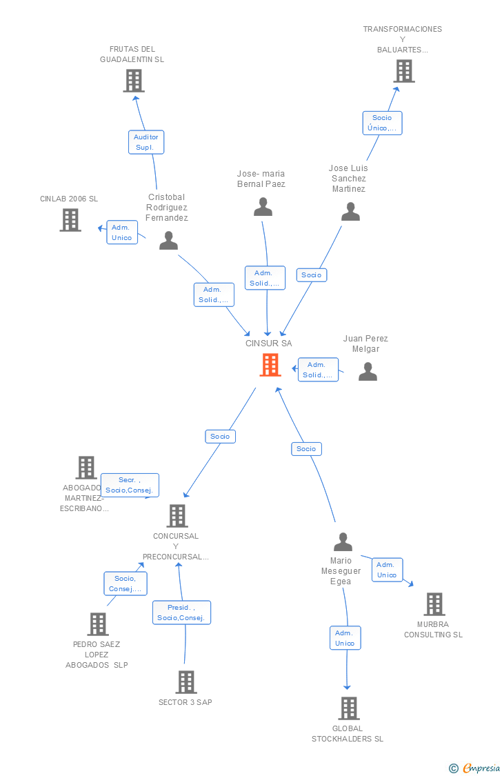 Vinculaciones societarias de CINSUR SA