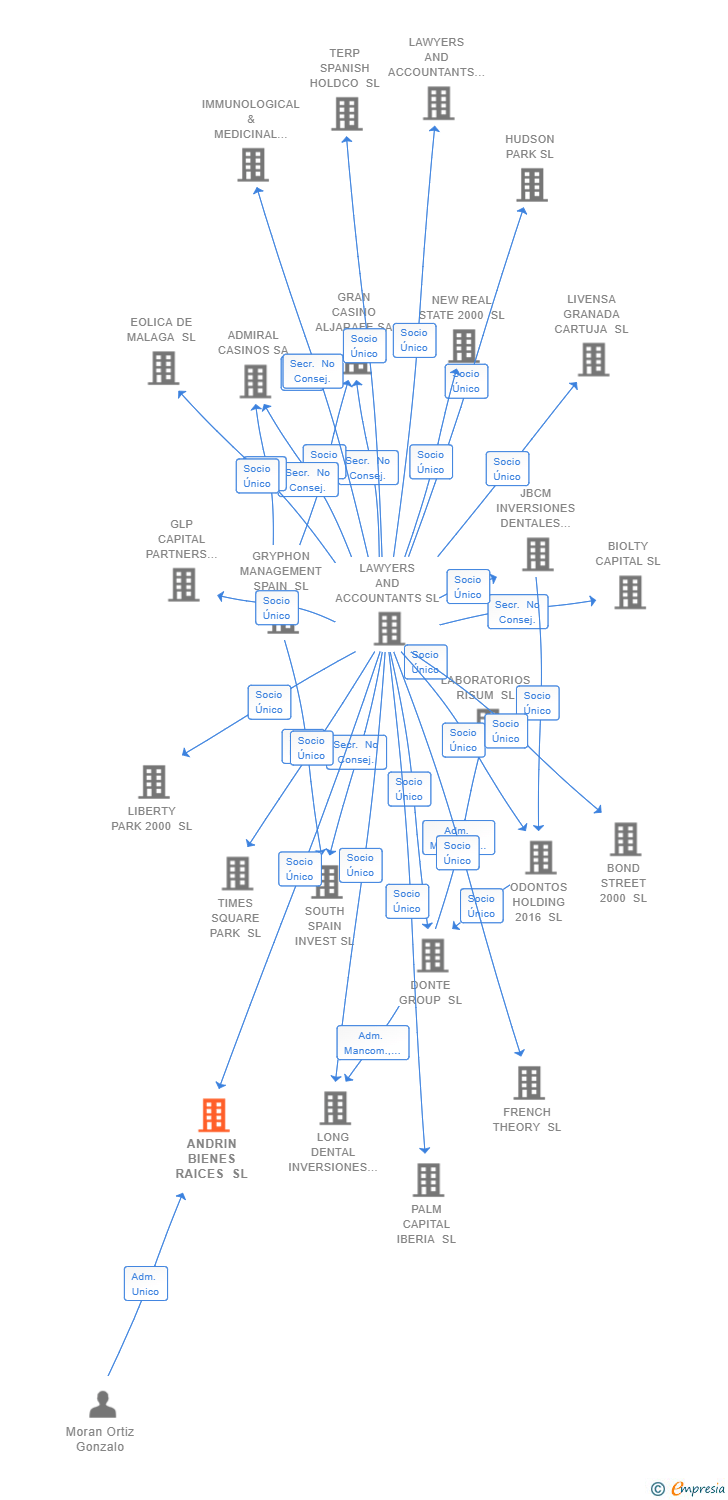 Vinculaciones societarias de ANDRIN BIENES RAICES SL
