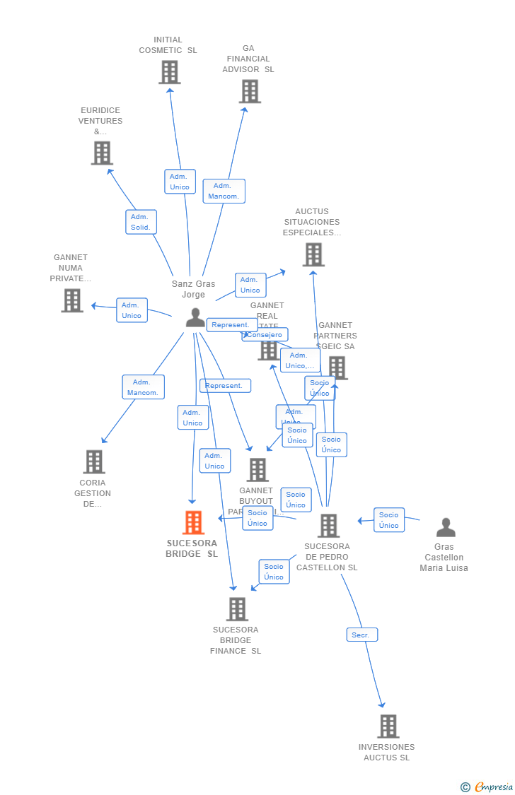 Vinculaciones societarias de SUCESORA BRIDGE SL
