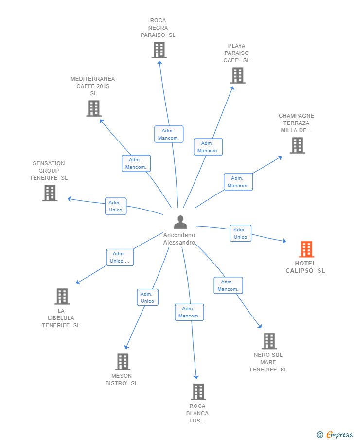 Vinculaciones societarias de HOTEL CALIPSO SL