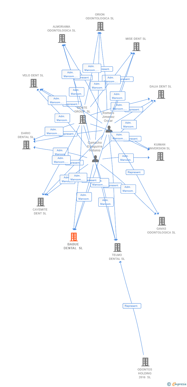 Vinculaciones societarias de BABUE DENTAL SL